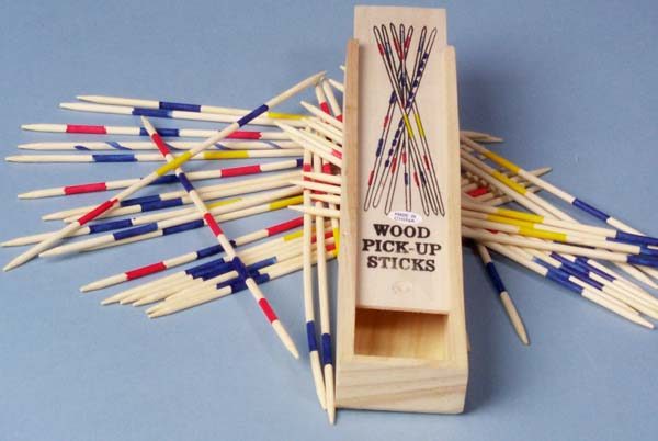 Wood Pick-Up Sticks in Wooden Box   3-4059
