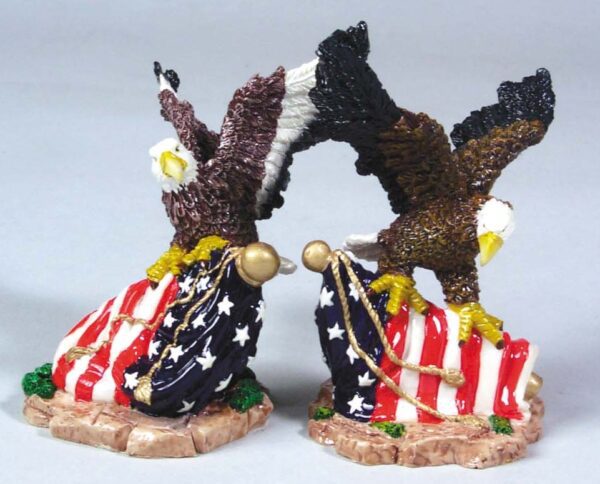 2 Assorted 4" Polyresin Eagles on U.S. Flags    3-51396