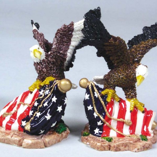 2 Assorted 4" Polyresin Eagles on U.S. Flags    3-51396