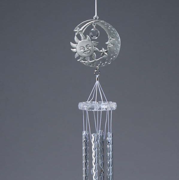 Pewter and Acrylic Half Moon Wind Chime   6-117