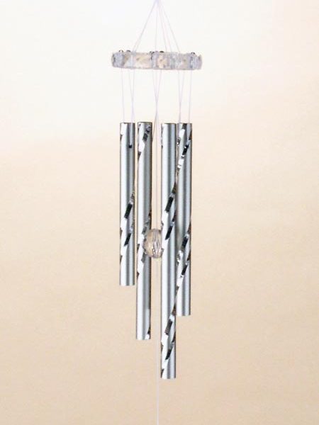 Pewter Bird Wind Chime with Crystal Dangle   6-343