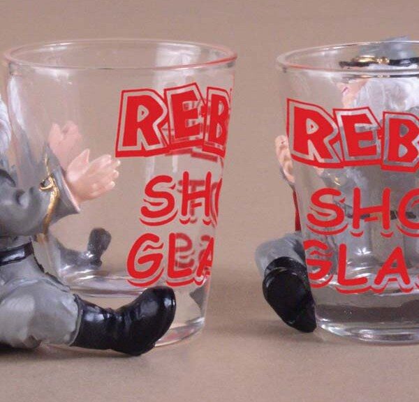 Rebel Shot Glass with Confederate Soldier Figurine   7-319-C