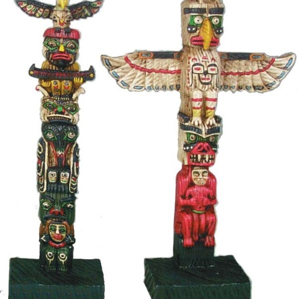 8" Polyresin Molded Totem Poles. Assorted Styles.   7-90828