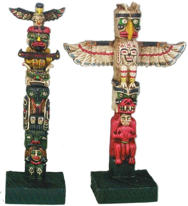 8" Polyresin Molded Totem Poles. Assorted Styles.   7-90828