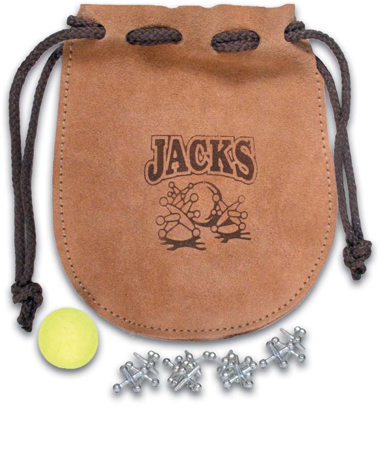 Drawstring Leather Poke "Jacks" Design