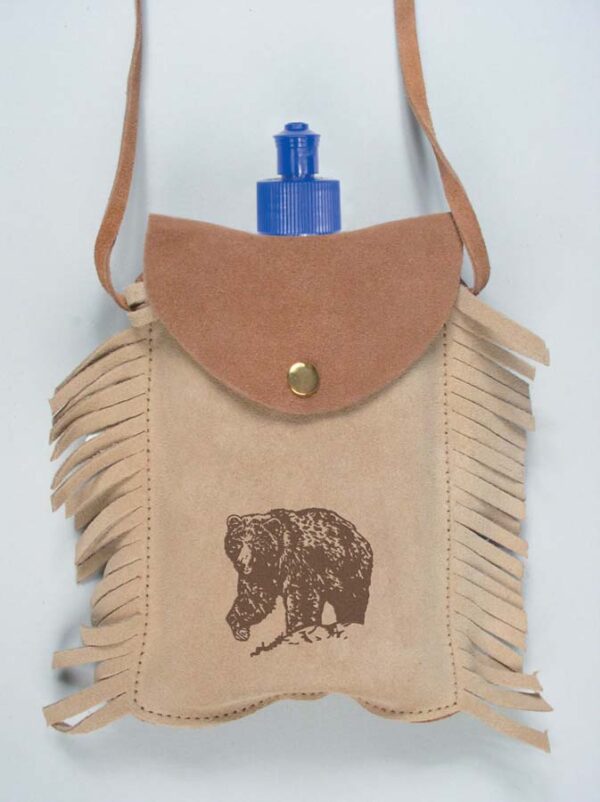 Leather Coverend Canteen with Bear Imprint