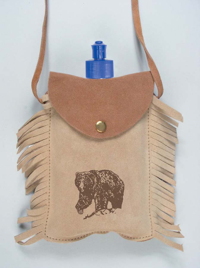 Leather Coverend Canteen with Bear Imprint