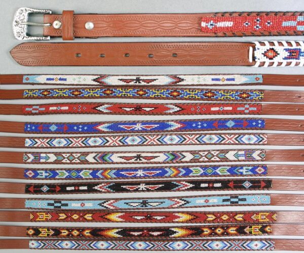 Native American Design Beaded LeatherBelts - Adult Sizes