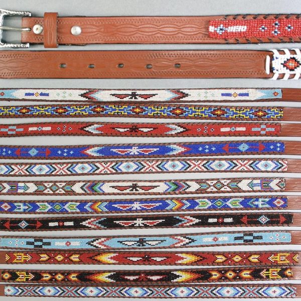 Native American Design Beaded LeatherBelts - Adult Sizes