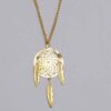 All Gold Dreamcatcher Necklace with 3 Feathers