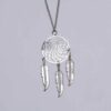 All Silver Dreamcatcher Necklace with 3 Feathers