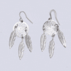 Small All Silver Dream Catcher with 3 Feather Earrings