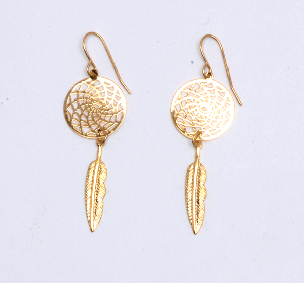 All Gold Small Dream Catcher Earrings