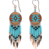 Round Sky Blue & Brown Earrings