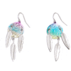 Rainbow with 3 Feathers Dream Catcher Earrings